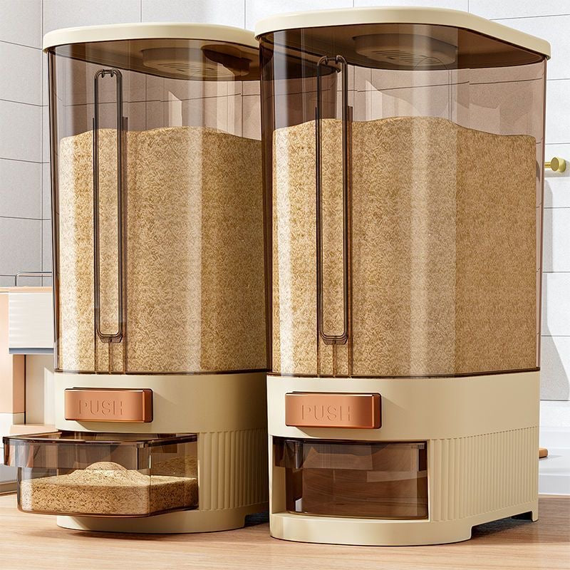 Press-Type Automatic Rice Dispenser – 10 kg Airtight Rice Storage Container with One-Touch Release