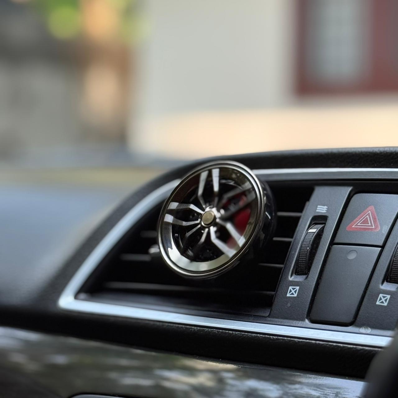 Alloy Wheel Car Vent Air Freshener | Rotating Rim Design with Brake Caliper Detail