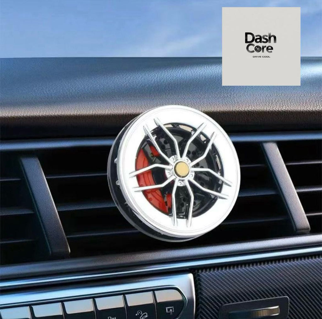 Alloy Wheel Car Vent Air Freshener | Rotating Rim Design with Brake Caliper Detail