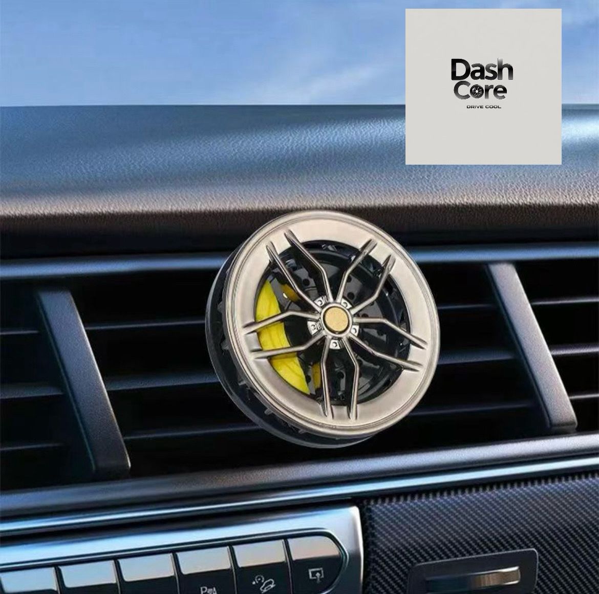 Alloy Wheel Car Vent Air Freshener | Rotating Rim Design with Brake Caliper Detail